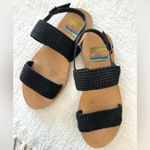 Stella Chase Black Sandals Straps Buckle 6.5